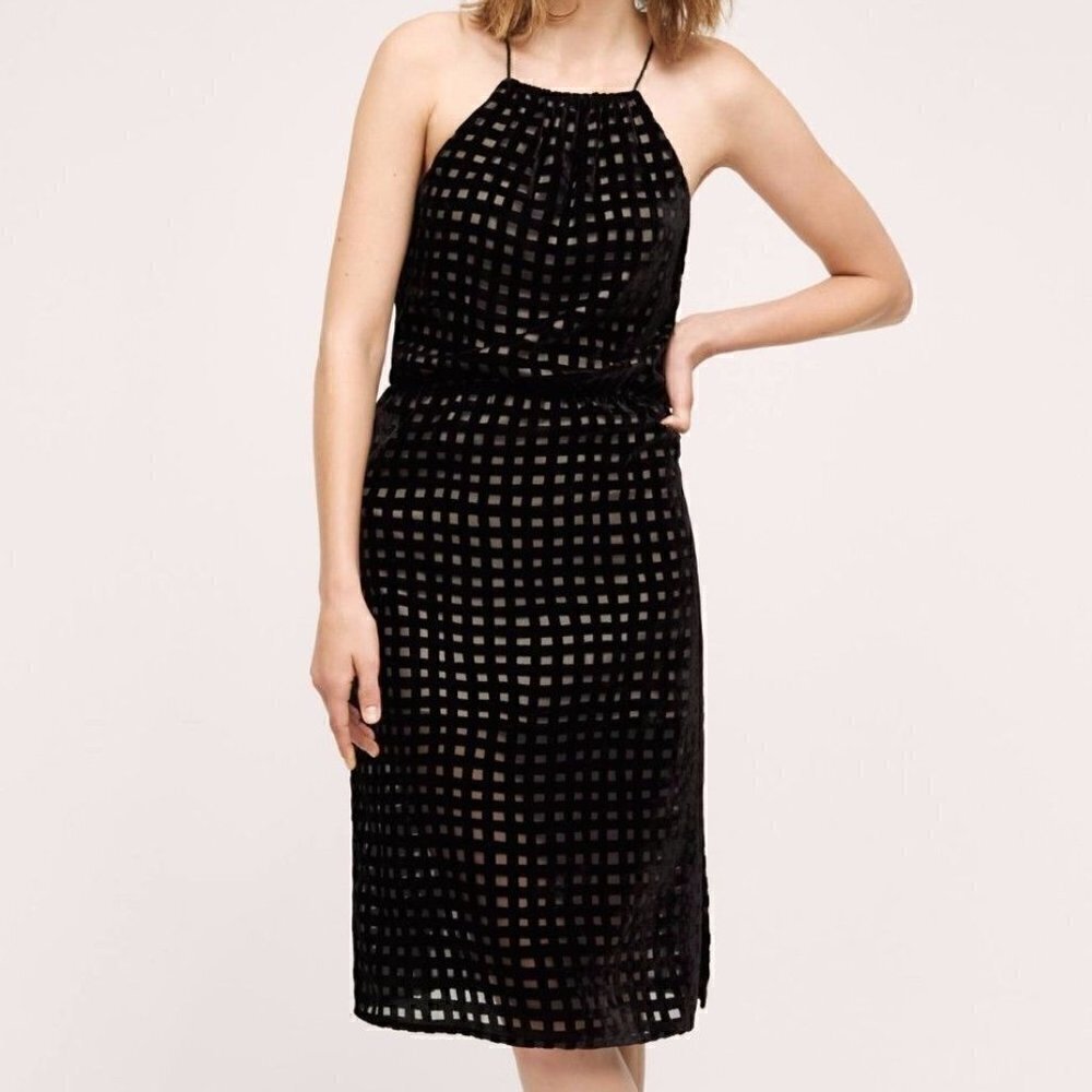 Anthropologie 02SKY Charlotte Velvet Halter Dress Sz-S